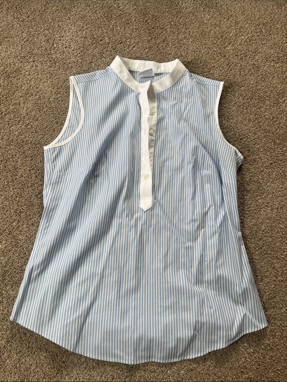 Vintage Brooks Brothers Blue White Striped sz4 Collarless Popover Placket  EUC